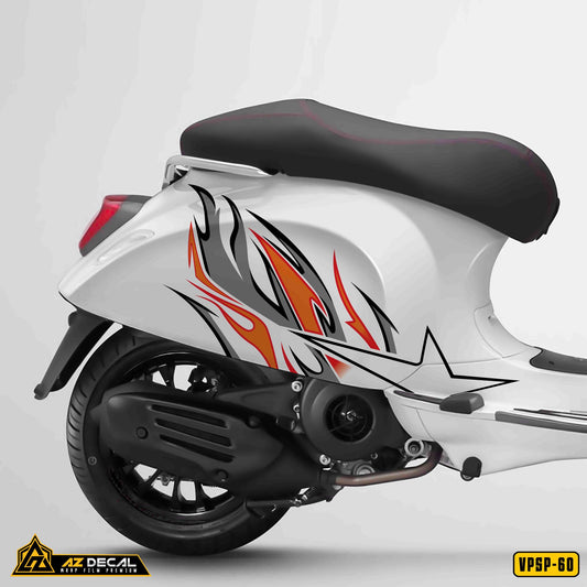 Tem dán xe Vespa Sprint / Primavera mẫu ngôi sao lửa trắng
