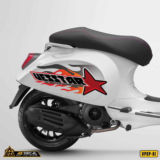 Decal dán Vespa Sprint mẫu Vestar dán xe trắng