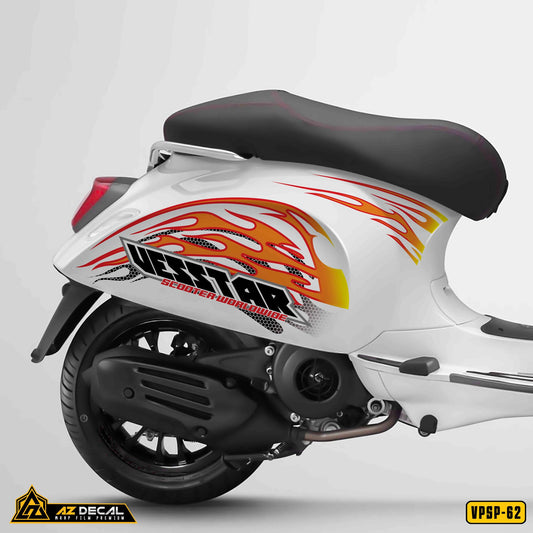 Tem xe Vespa trắng mẫu ngọn lửa Vestar