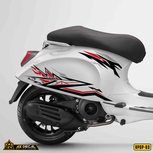 Decal dán xe Vespa đỏ trắng đen đẹp