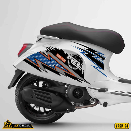 Tem xe Vespa Sprint màu xanh đen trắng