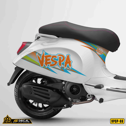 Tem dán xe Vespa Sprint đỏ cam nền trong