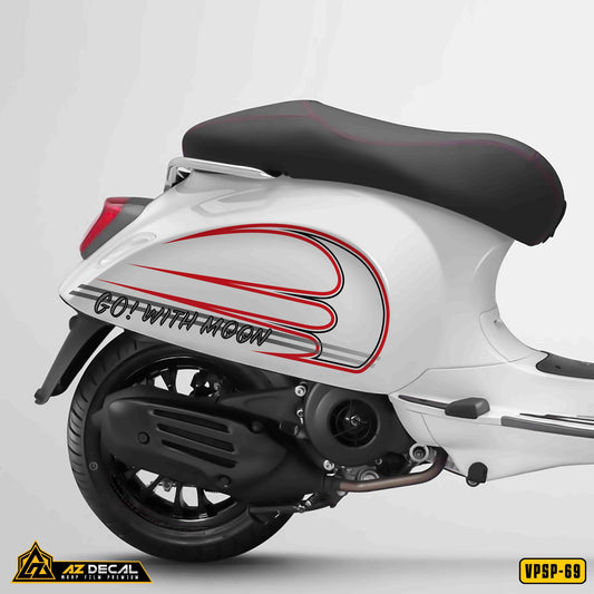Tem xe Vespa Sprint trắng mẫu Go! With Moon