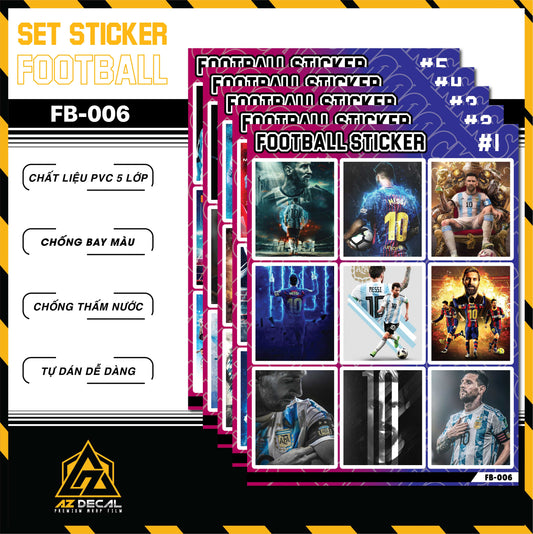 Sticker Dán Ô Tô, Xe Máy, Xe Điện, Xe Đạp, Mũ Bảo Hiểm | Football FB-005 MESSI
