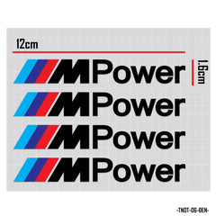 Tem dán tay năm cửa ô tô chữ MPower màu đen