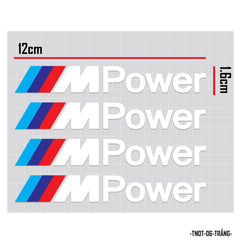 Hình dán trang trí tay nắm cửa xe hơi chữ M Power màu trắng