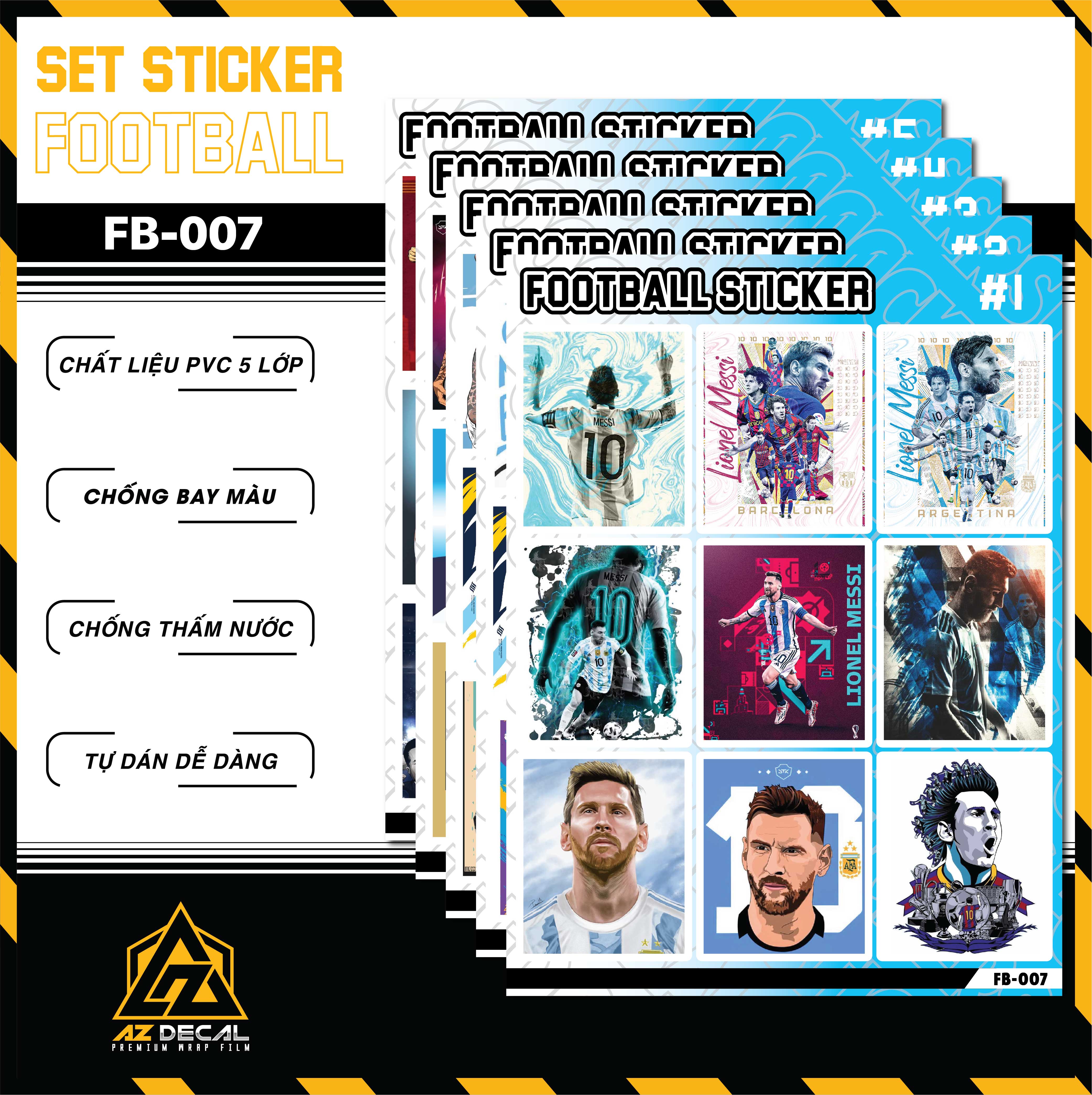 Sticker Dán Ô Tô, Xe Máy, Xe Điện, Xe Đạp, Mũ Bảo Hiểm | Football FB-007 MESSI