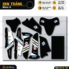 Tem xe Wave Alpha màu đen trắng phong cách Doraemon