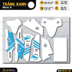 Decal dán xe Wave Alpha màu trắng xanh