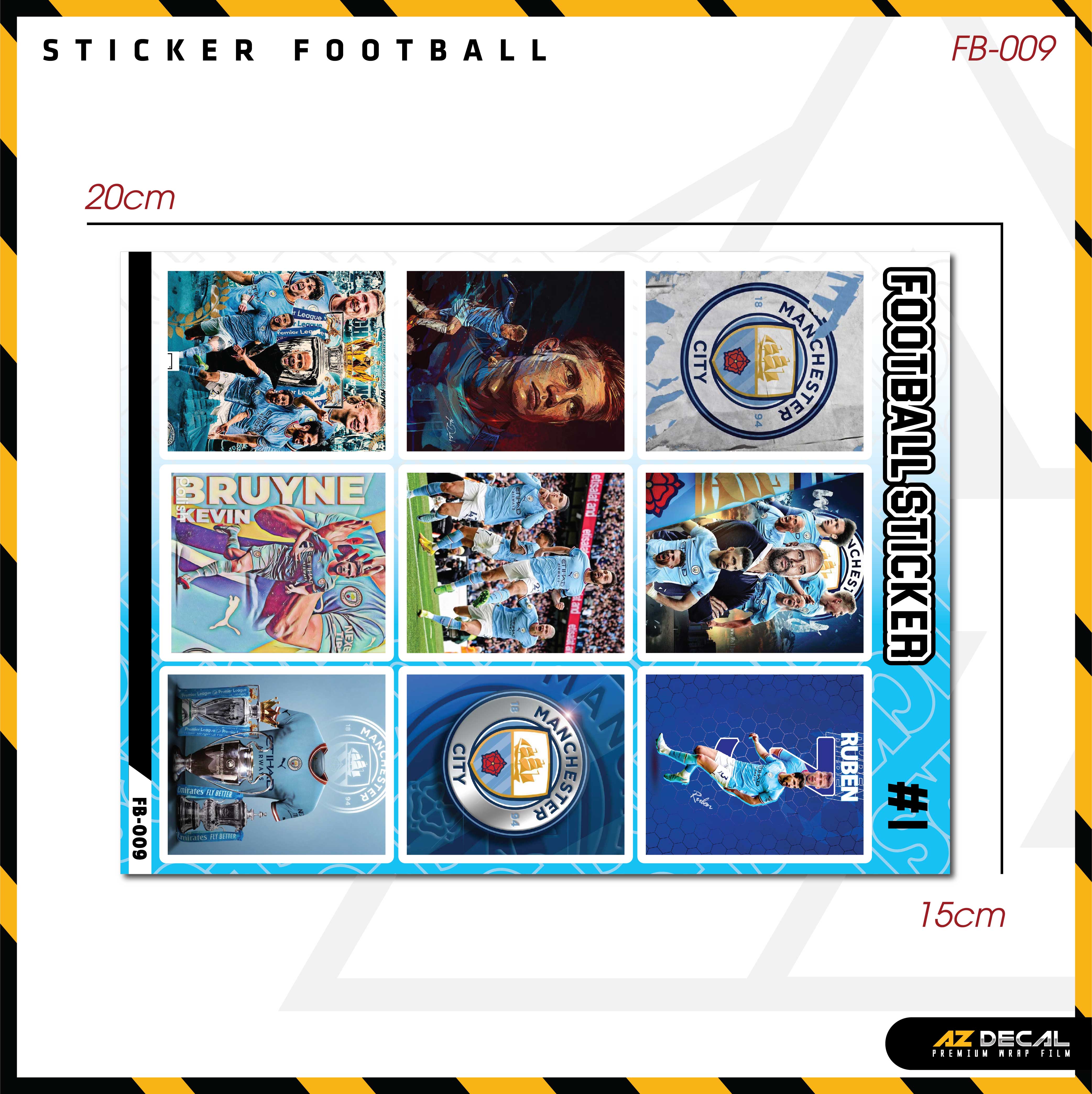 Sticker Dán Ô Tô, Xe Máy, Xe Điện, Xe Đạp, Mũ Bảo Hiểm | Football FB-009 MAN CITY