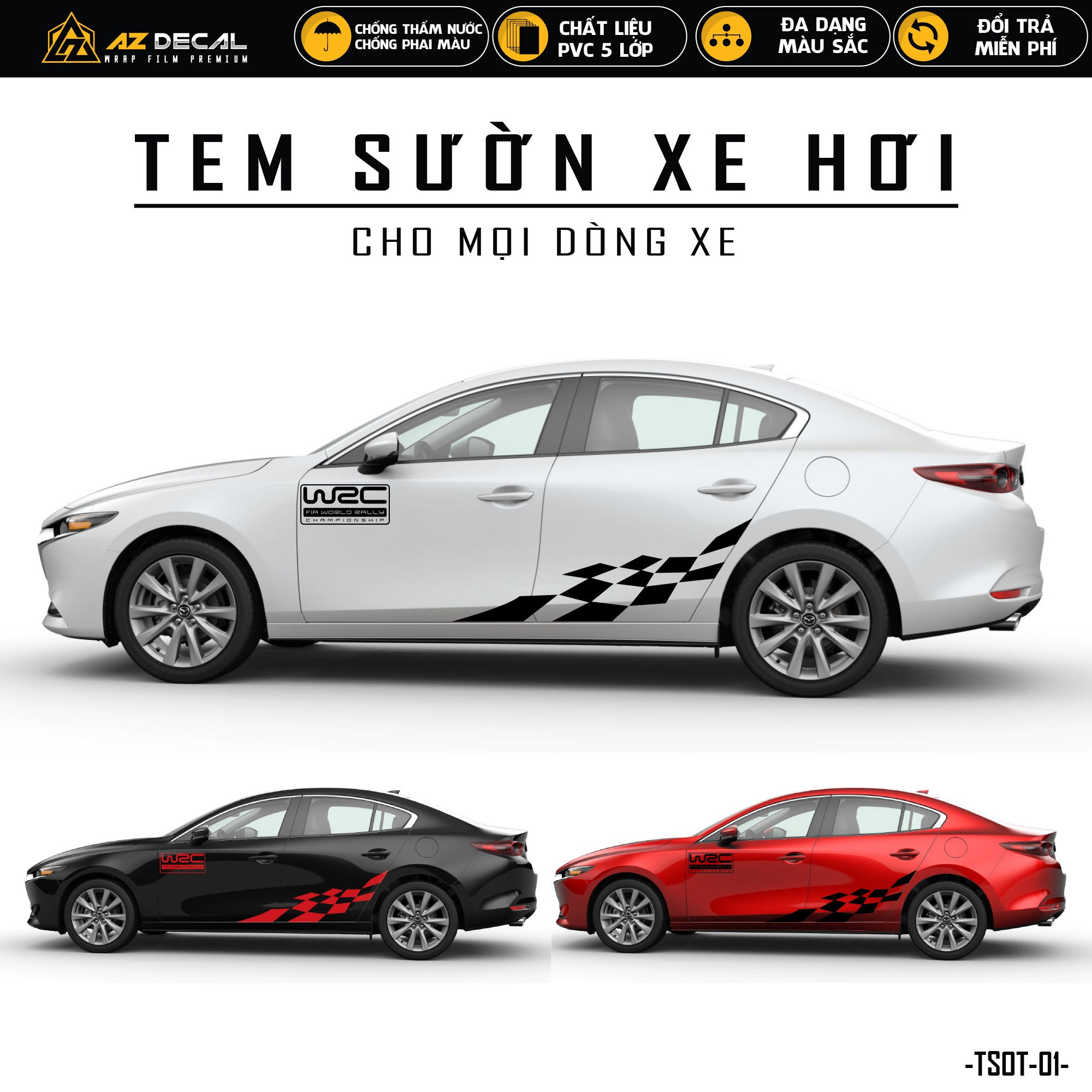 Tem dán sườn xe ô tô đẹp phong cách thể thao