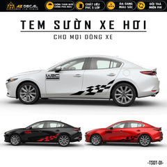 Tem dán sườn xe ô tô đẹp phong cách thể thao