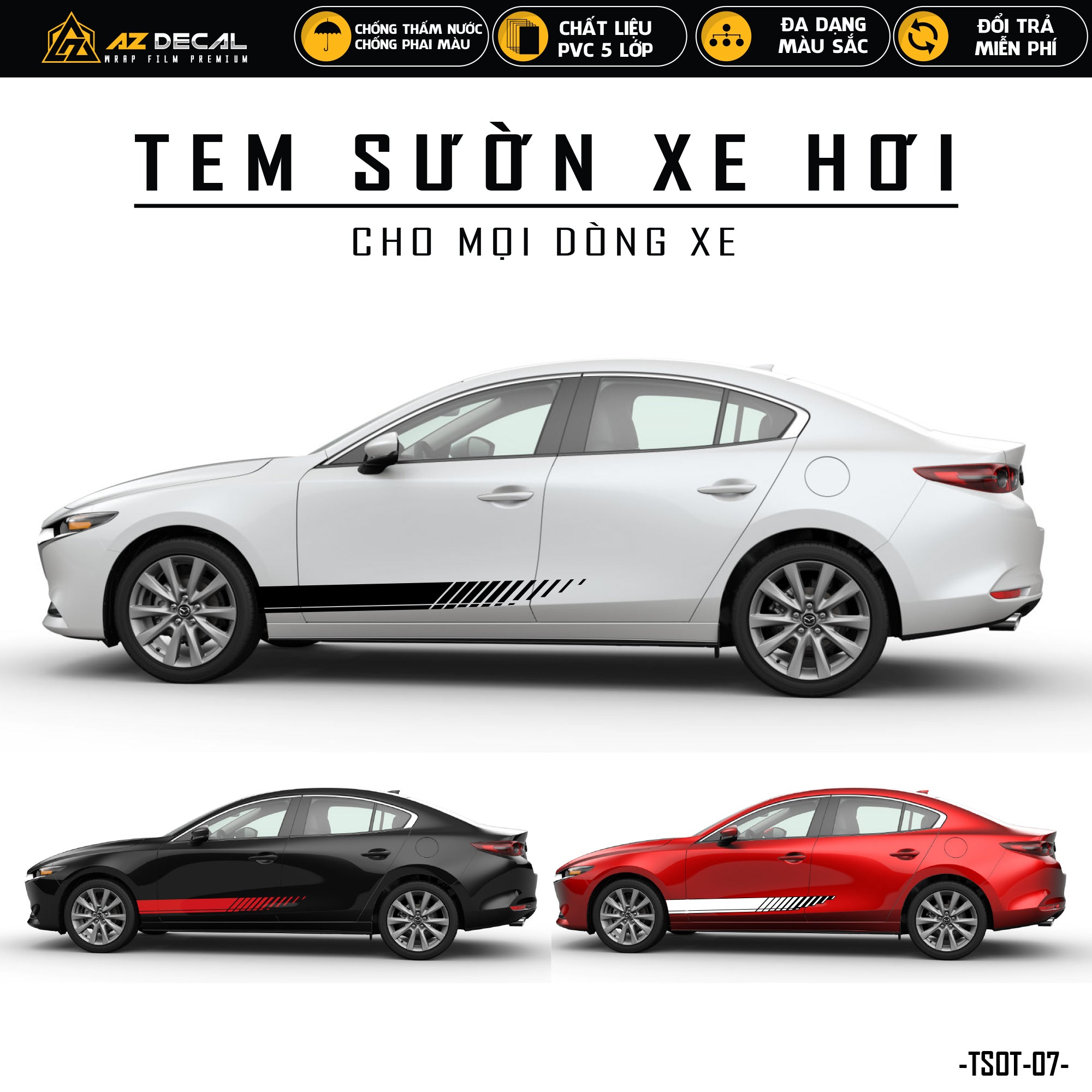 Tem dán sườn xe ô tô thiết kế bắt mắt