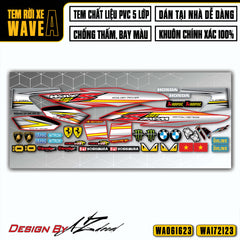 Tem xe Wave A 50cc 100cc 110cc màu bạc cam nền đỏ