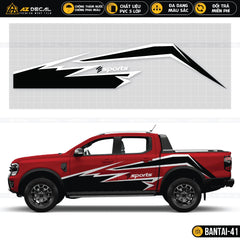 Tem dán sườn xe bán tải hình Sport màu đen
