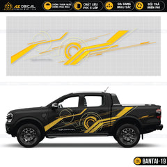 Tem màu vàng dán sườn xe bán tải phong cách hiện đại đời mời