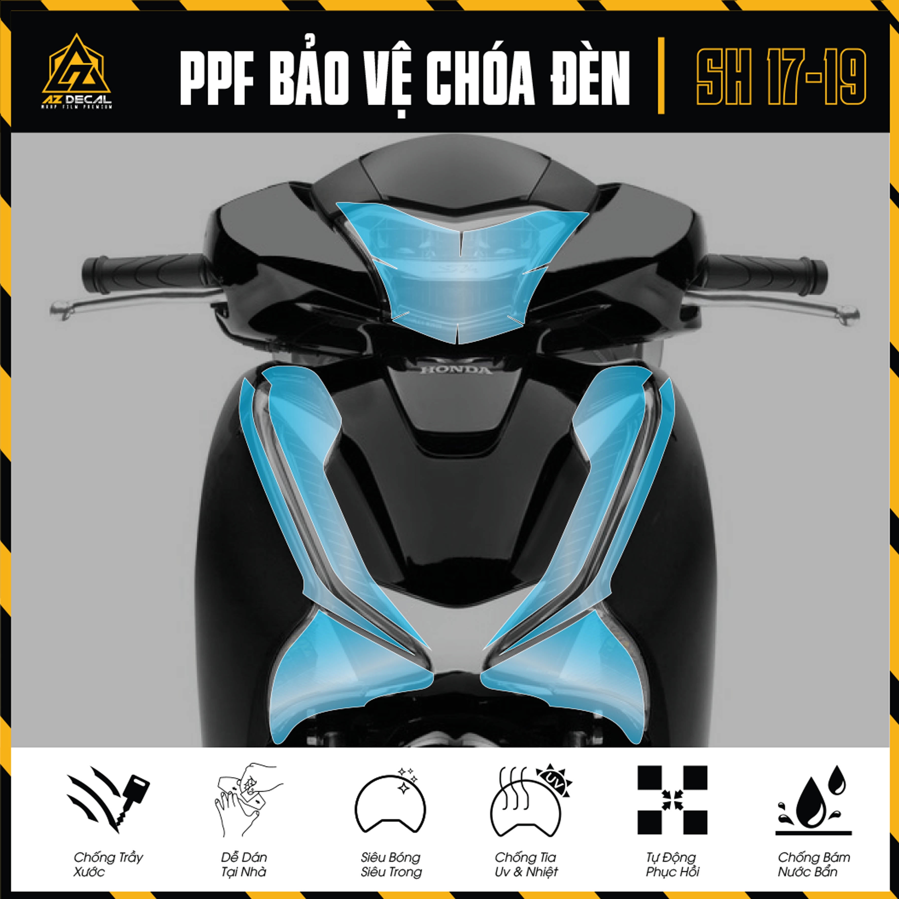 Miếng dán PPF dán choá đèn xe SH 2017-2019