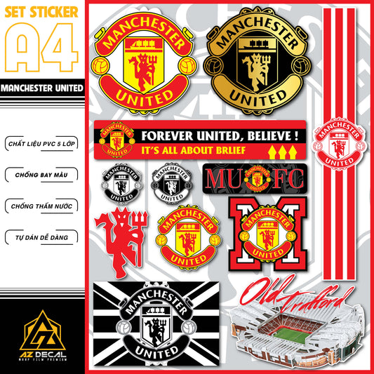 Sticker Dán Xe Máy, Xe Điện, Xe Đạp, Mũ Bảo Hiểm | Bóng Đá - Manchester United MU1