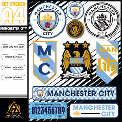 Sticker Dán Xe Máy, Xe Điện, Xe Đạp, Mũ Bảo Hiểm | Bóng Đá - Manchester City