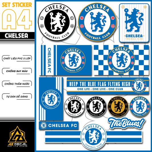Sticker Dán Xe Máy, Xe Điện, Xe Đạp, Mũ Bảo Hiểm | Bóng Đá - Chelsea
