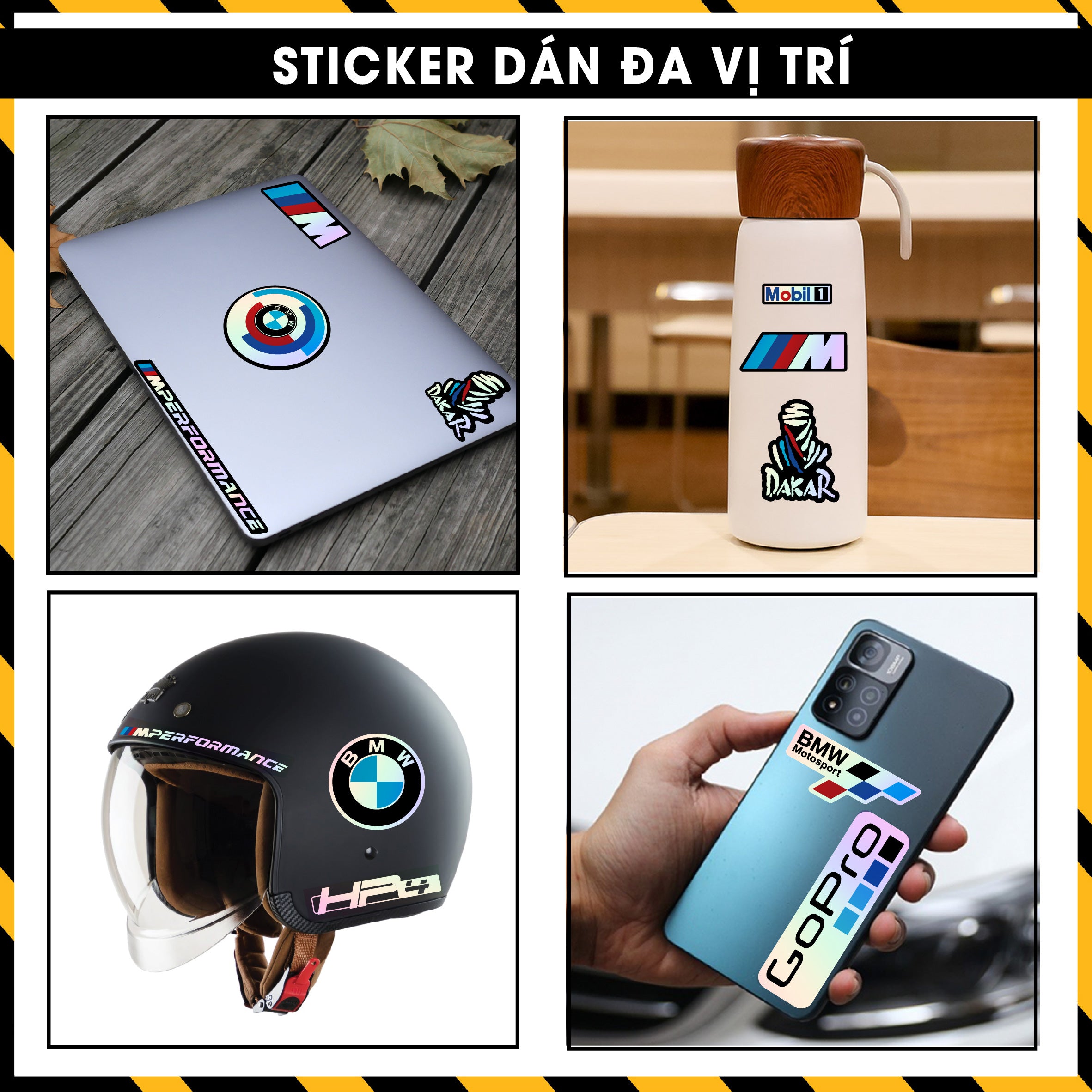 Sticker Dán Ô Tô, Xe Máy, Xe Điện, Xe Đạp, Mũ Bảo Hiểm | Hãng Xe Hologram - BMW MOTOSPORT