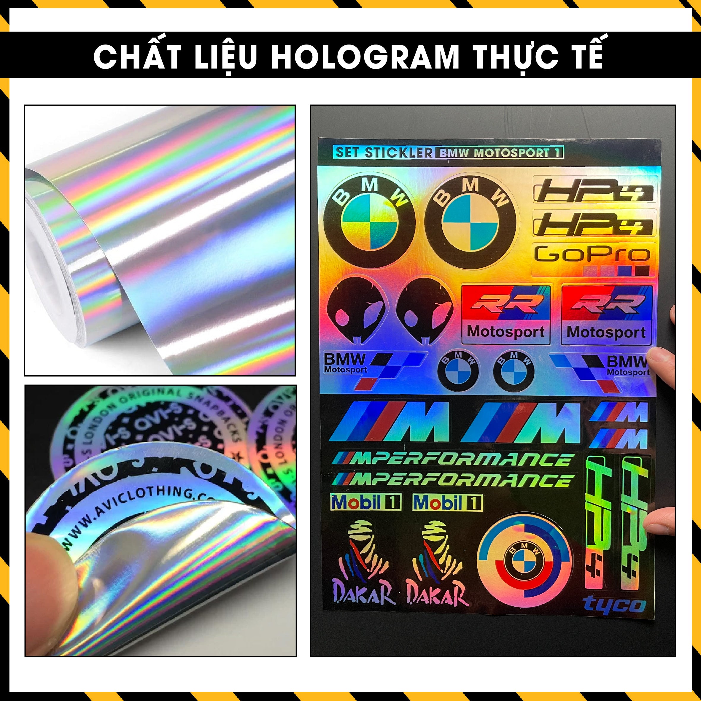 Sticker Dán Ô Tô, Xe Máy, Xe Điện, Xe Đạp, Mũ Bảo Hiểm | Hãng Xe Hologram - BMW MOTOSPORT