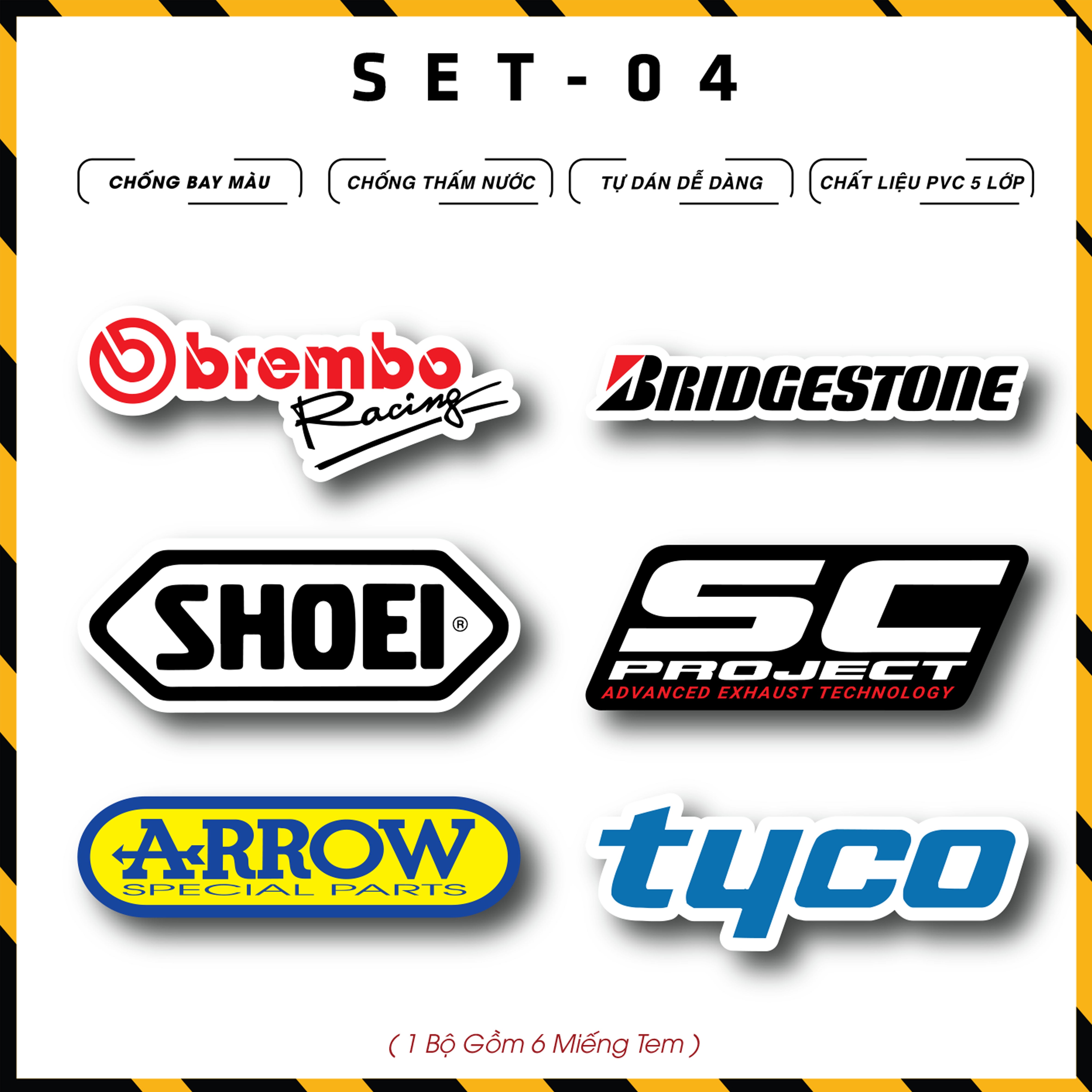 Sticker Dán Xe Máy, Xe Điện, Xe Đạp, Mũ Bảo Hiểm | SET-04