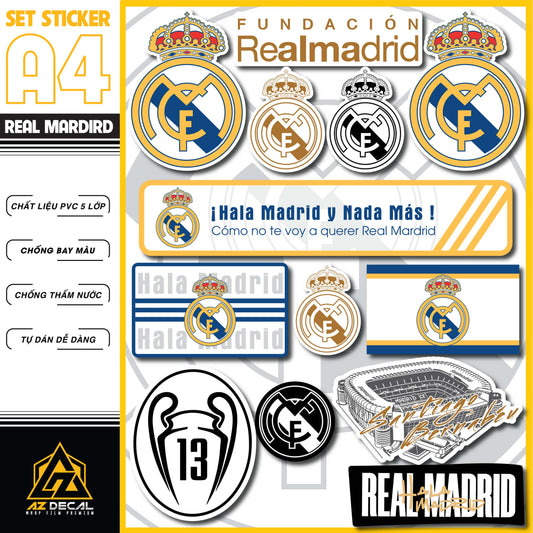 Sticker Dán Xe Máy, Xe Điện, Xe Đạp, Mũ Bảo Hiểm | Bóng Đá - Real Madrid
