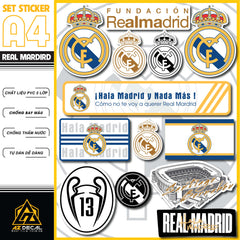 Sticker Dán Xe Máy, Xe Điện, Xe Đạp, Mũ Bảo Hiểm | Bóng Đá - Real Madrid