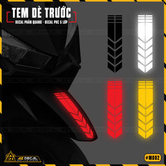 Tem dán mũi xe máy phản quang màu đen, trắng, đỏ, vàng