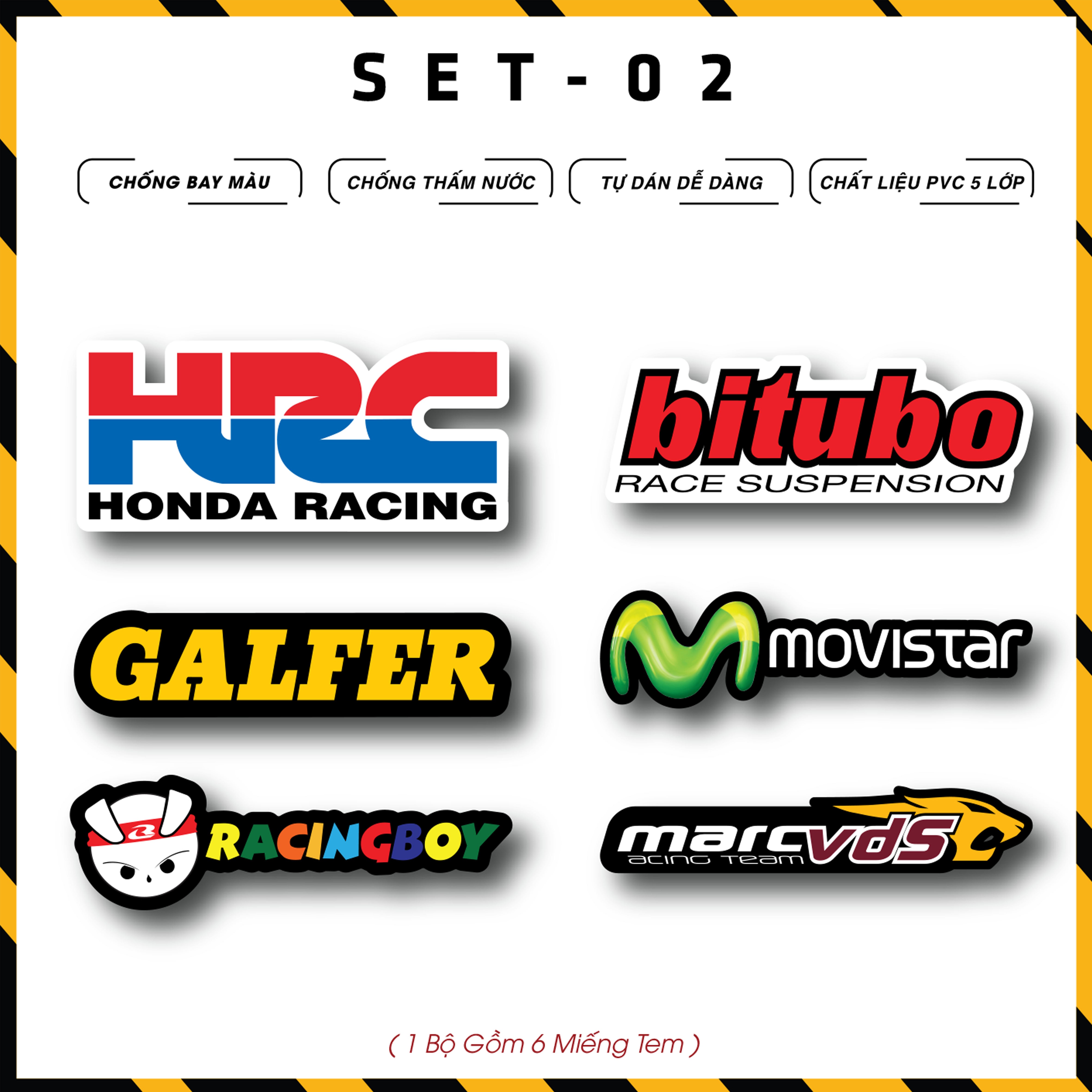 Sticker Dán Xe Máy, Xe Điện, Xe Đạp, Mũ Bảo Hiểm | SET-02