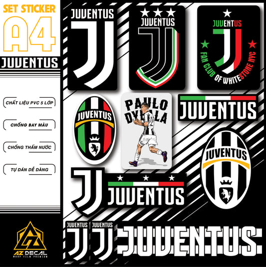 Sticker Dán Xe Máy, Xe Điện, Xe Đạp, Mũ Bảo Hiểm | Bóng Đá - Juventus