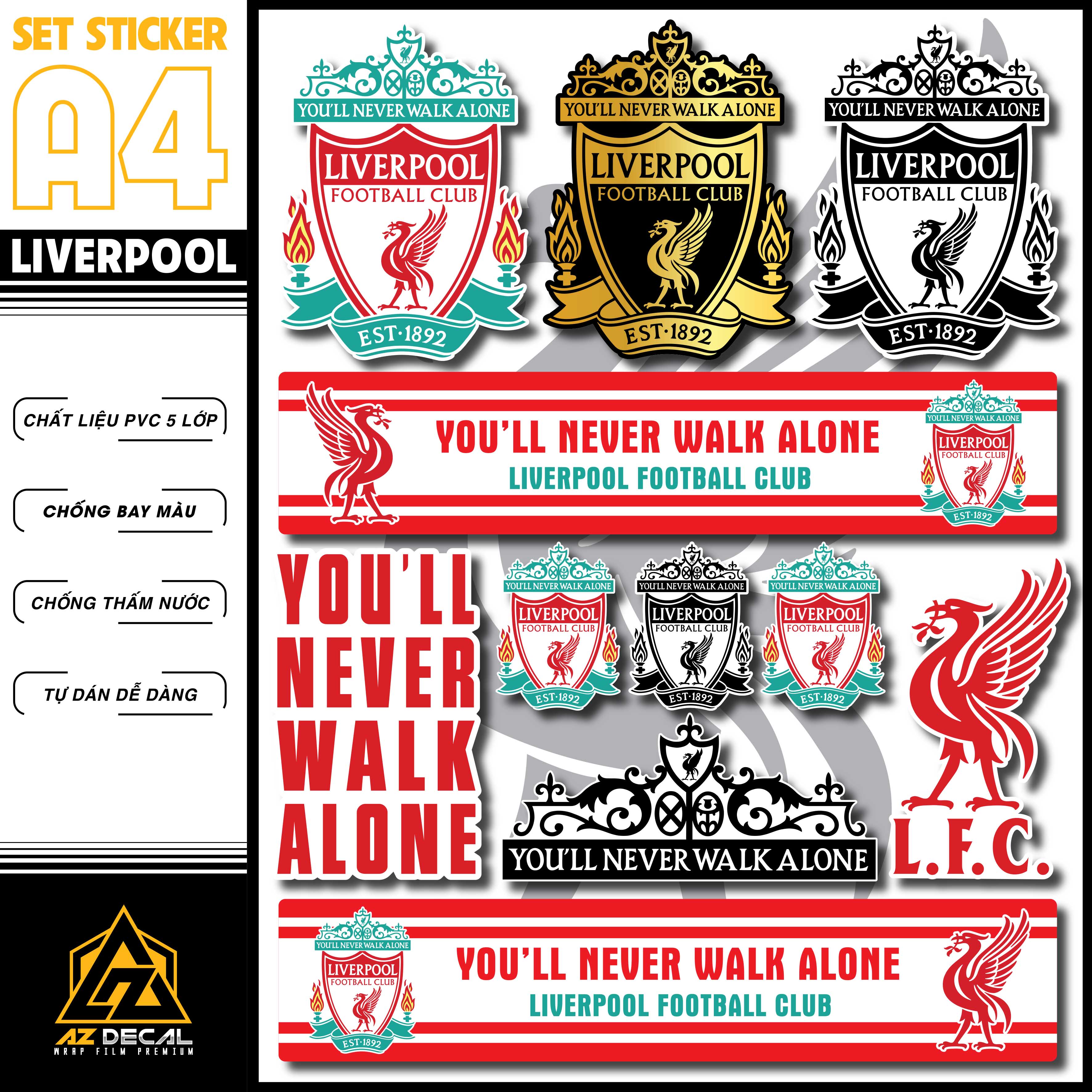 Sticker Dán Xe Máy, Xe Điện, Xe Đạp, Mũ Bảo Hiểm | Bóng Đá - Liverpool
