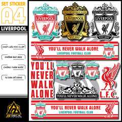 Sticker Dán Xe Máy, Xe Điện, Xe Đạp, Mũ Bảo Hiểm | Bóng Đá - Liverpool