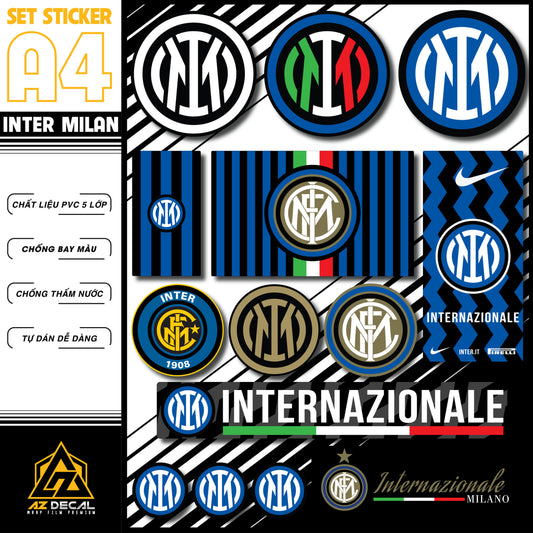 Sticker Dán Xe Máy, Xe Điện, Xe Đạp, Mũ Bảo Hiểm | Bóng Đá - Inter Milan