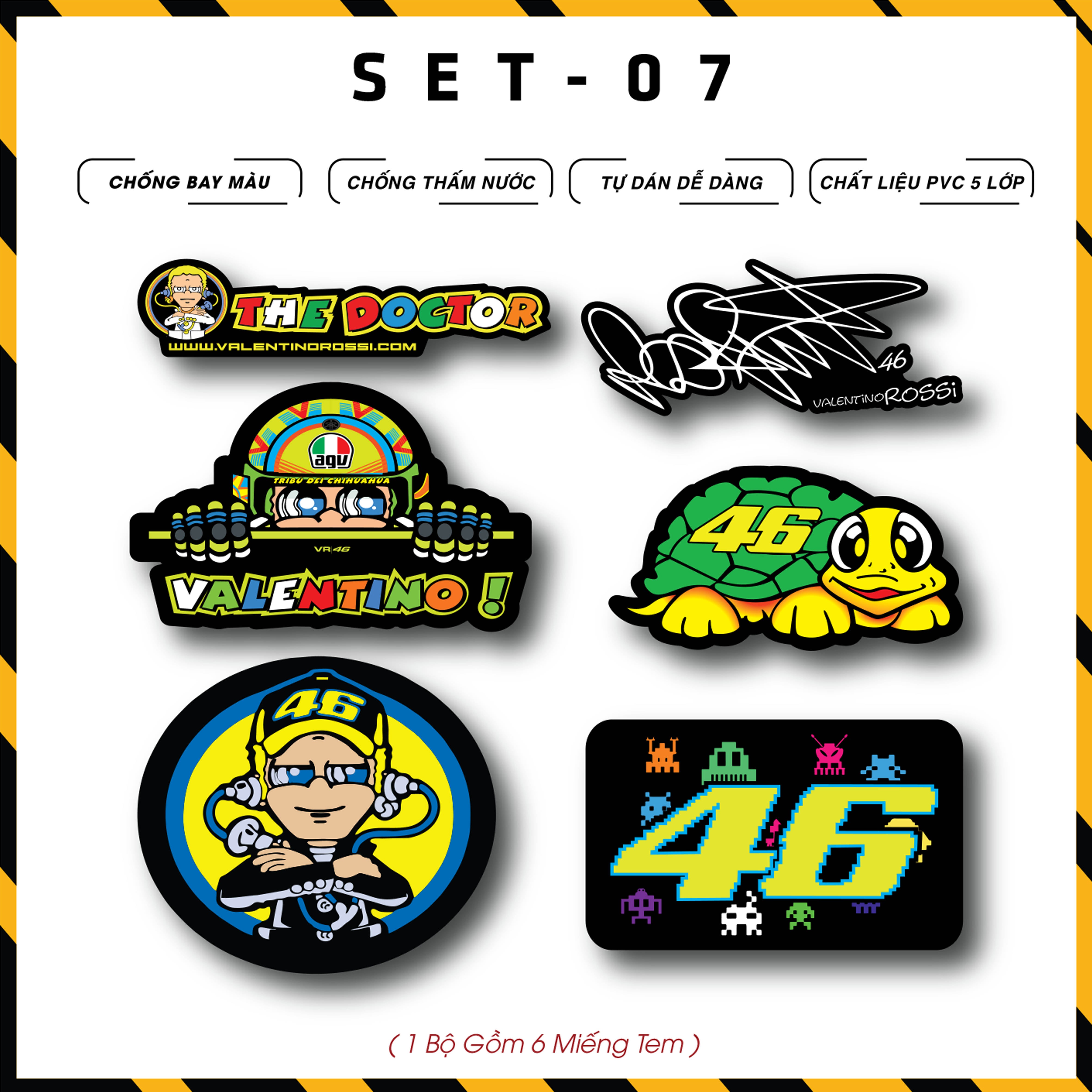 Sticker Dán Xe Máy, Xe Điện, Xe Đạp, Mũ Bảo Hiểm | SET-07