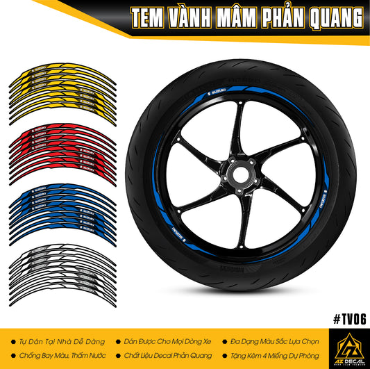 Tem dán vành xe máy mẫu Suzuki
