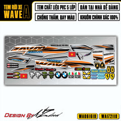 Tem xe Wave A màu Cam Đen (Nền Trắng)