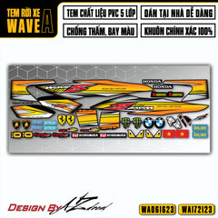 Tem xe Wave Alpha màu cam xám (nền đen)