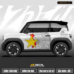 Tem Xe Vinfast VF3 Mẫu VF3-01 Trống Đồng - Thiết Kế Theo Yêu Cầu