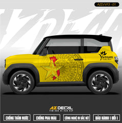 Tem Xe Vinfast VF3 Mẫu VF3-01 Trống Đồng - Thiết Kế Theo Yêu Cầu