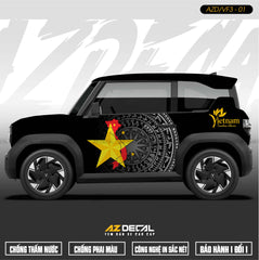 Tem Xe Vinfast VF3 Mẫu VF3-01 Trống Đồng - Thiết Kế Theo Yêu Cầu