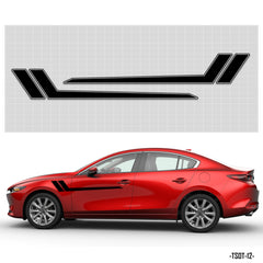 Tem dán sườn xe ô tô màu đỏ đen