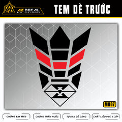 Tem dán mỏ dè (mũi xe) mẫu MD06 màu đỏ đen