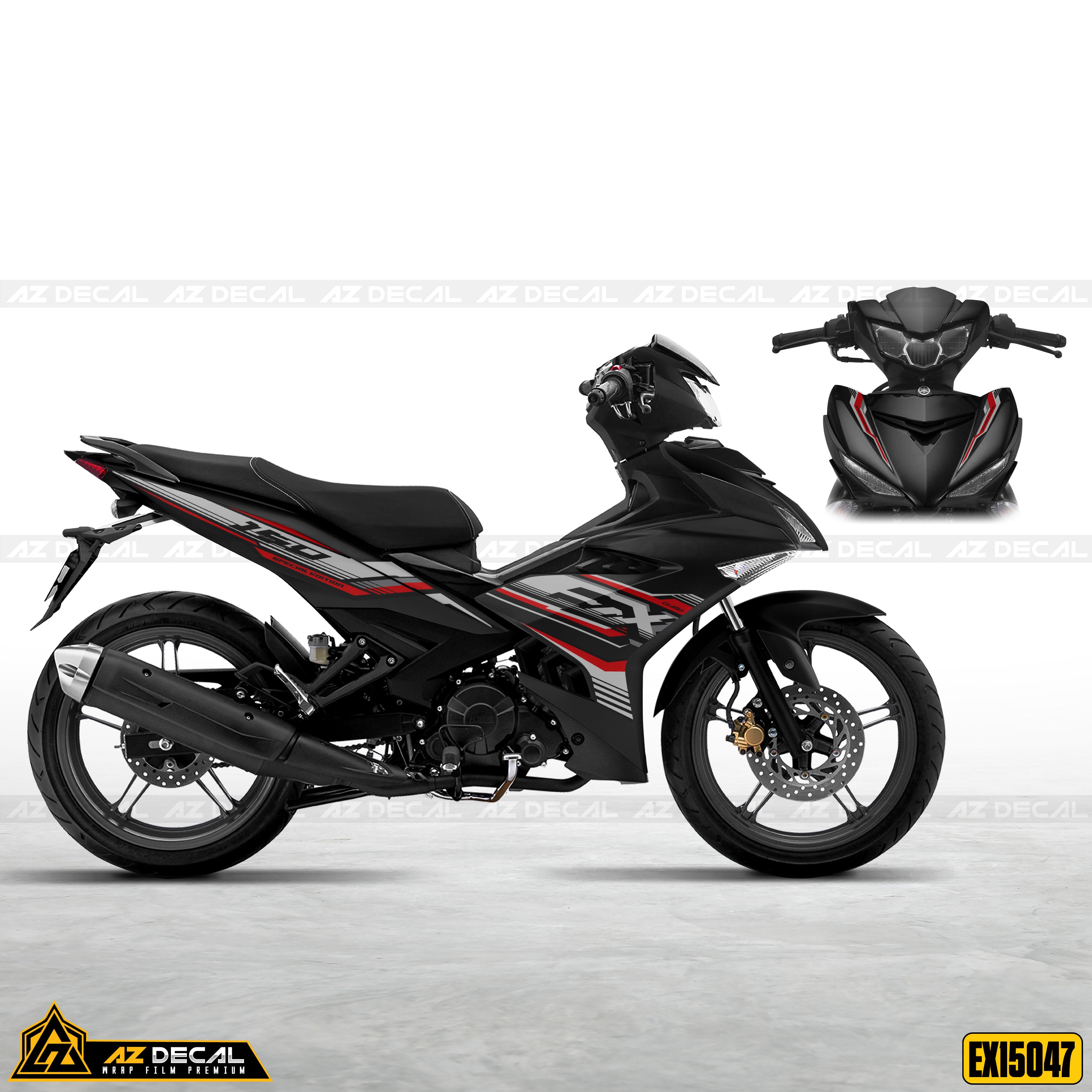 Tem xe Exciter 150 mẫu đỏ trắng đen