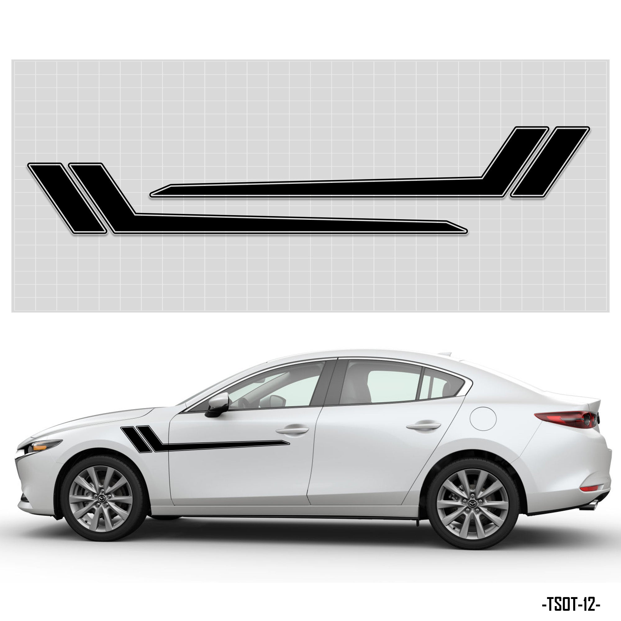 Dán tem xe ô tô trắng thiết kế đơn giản tinh tế