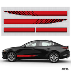 Tem sườn xe hơi đẹp màu đỏ đen dán xe oto