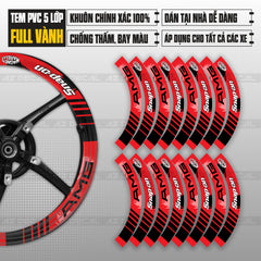 Tem vành xe máy, xe mô tô bản to mẫu AMG đỏ