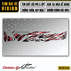 Decal dán Vision đẹp màu đỏ xám nền đen