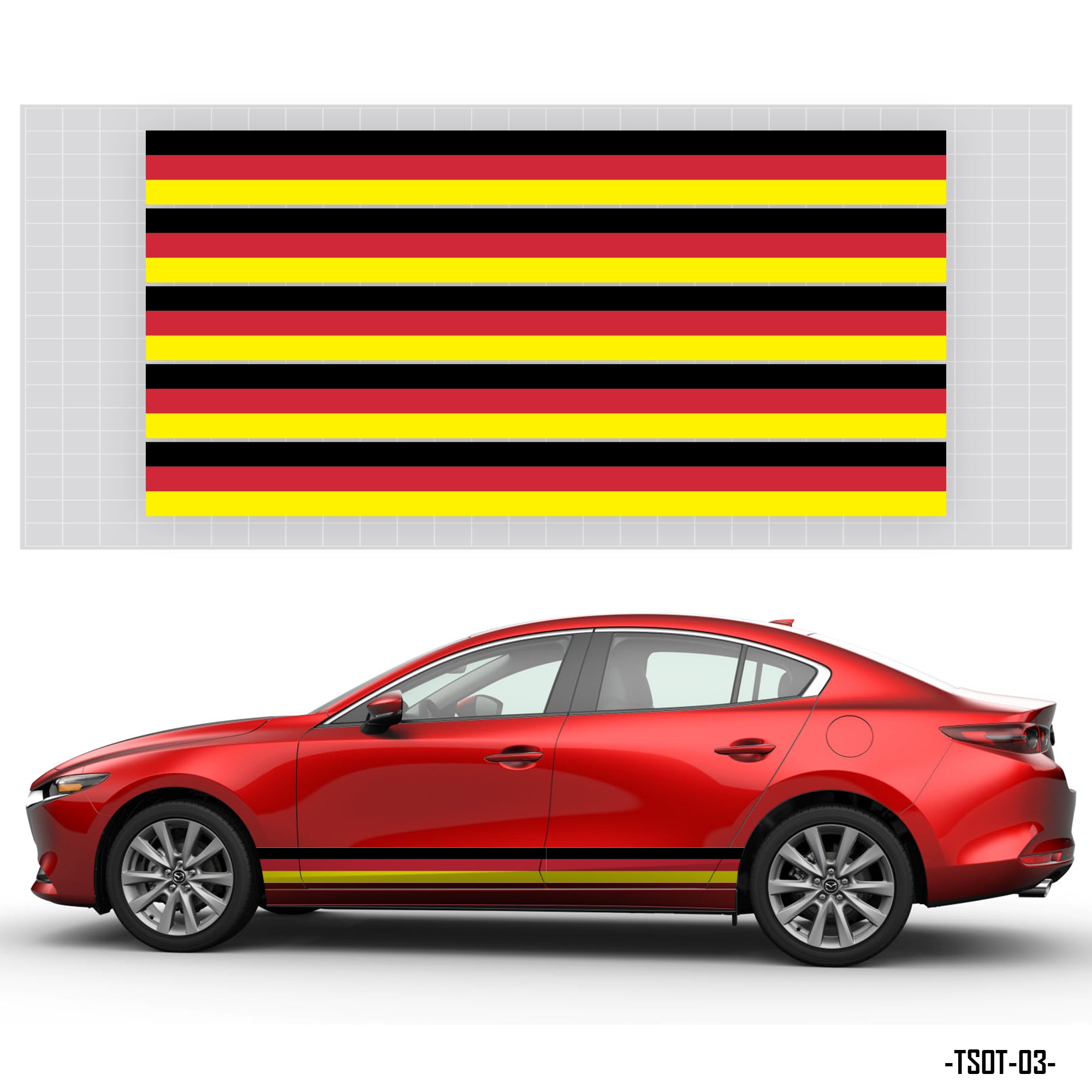 Tem sườn xe hơi phong cách cờ Đức đẹp